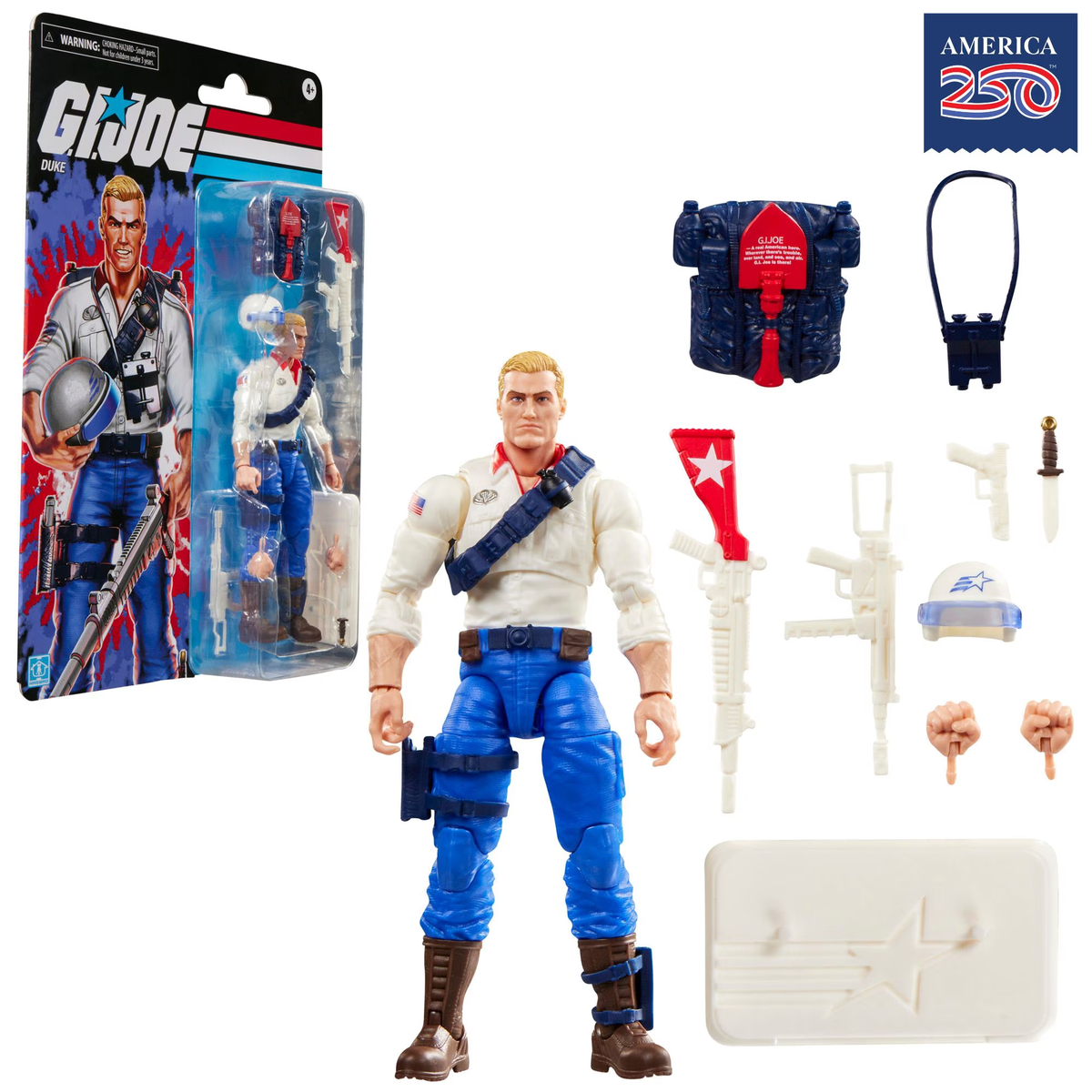 G.I. Joe Classified Series Retro Cardback Duke America's 250th Birthday figure with full accessory set
